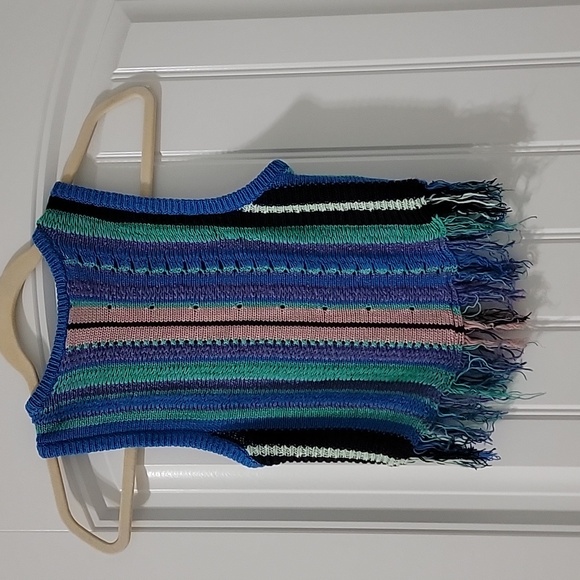 Urban Outfitters Striped Crochet Fringe Tank Sz XS EUC - Picture 4 of 4